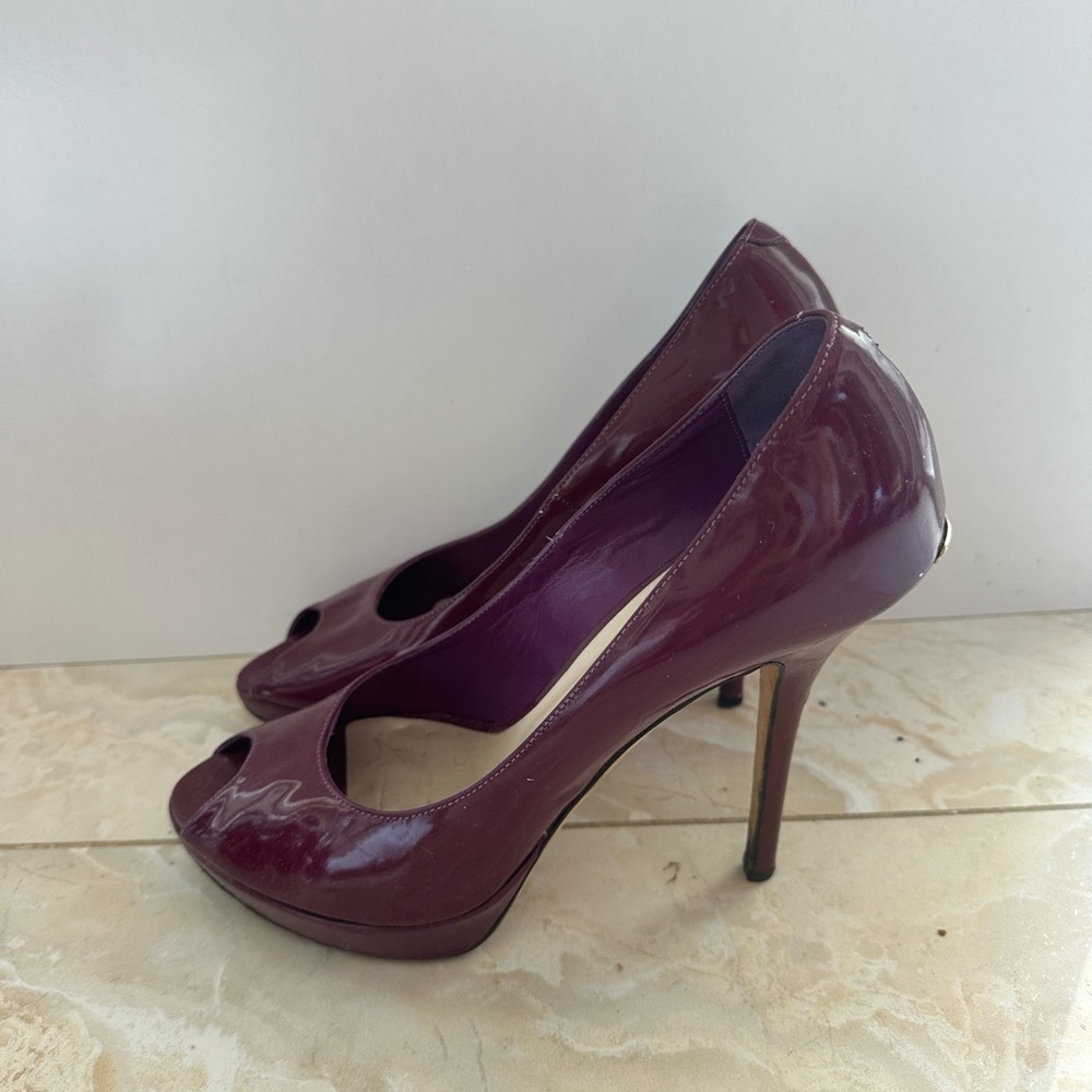 Dior Purple Patent Leather Peep-Toe Heels